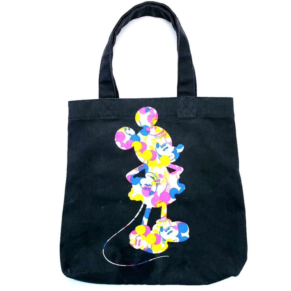 Vintage Disney Mickey Mouse Couture Blk Canvas Satchel White, Pink,Yellow, Blue
